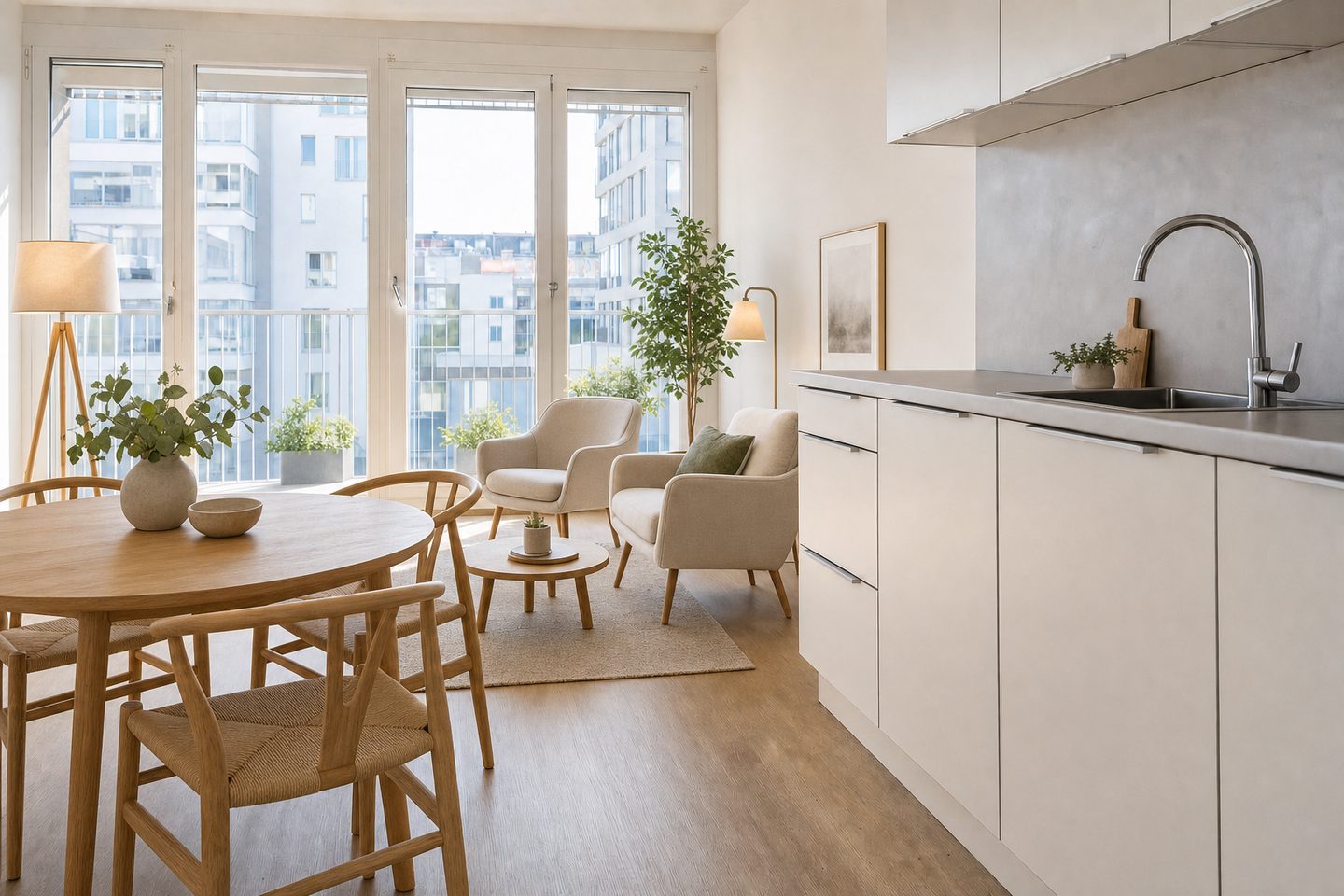 Wohnküche mit Loggia, Donaustadt — Eingerichtet