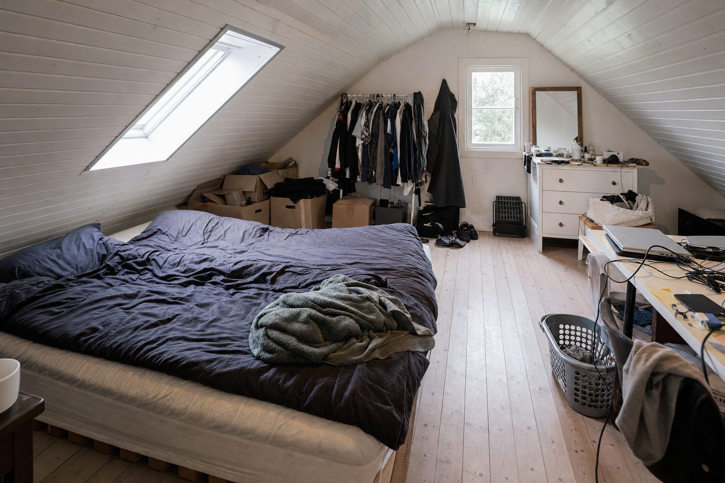 An attic bedroom with a skylight — Original