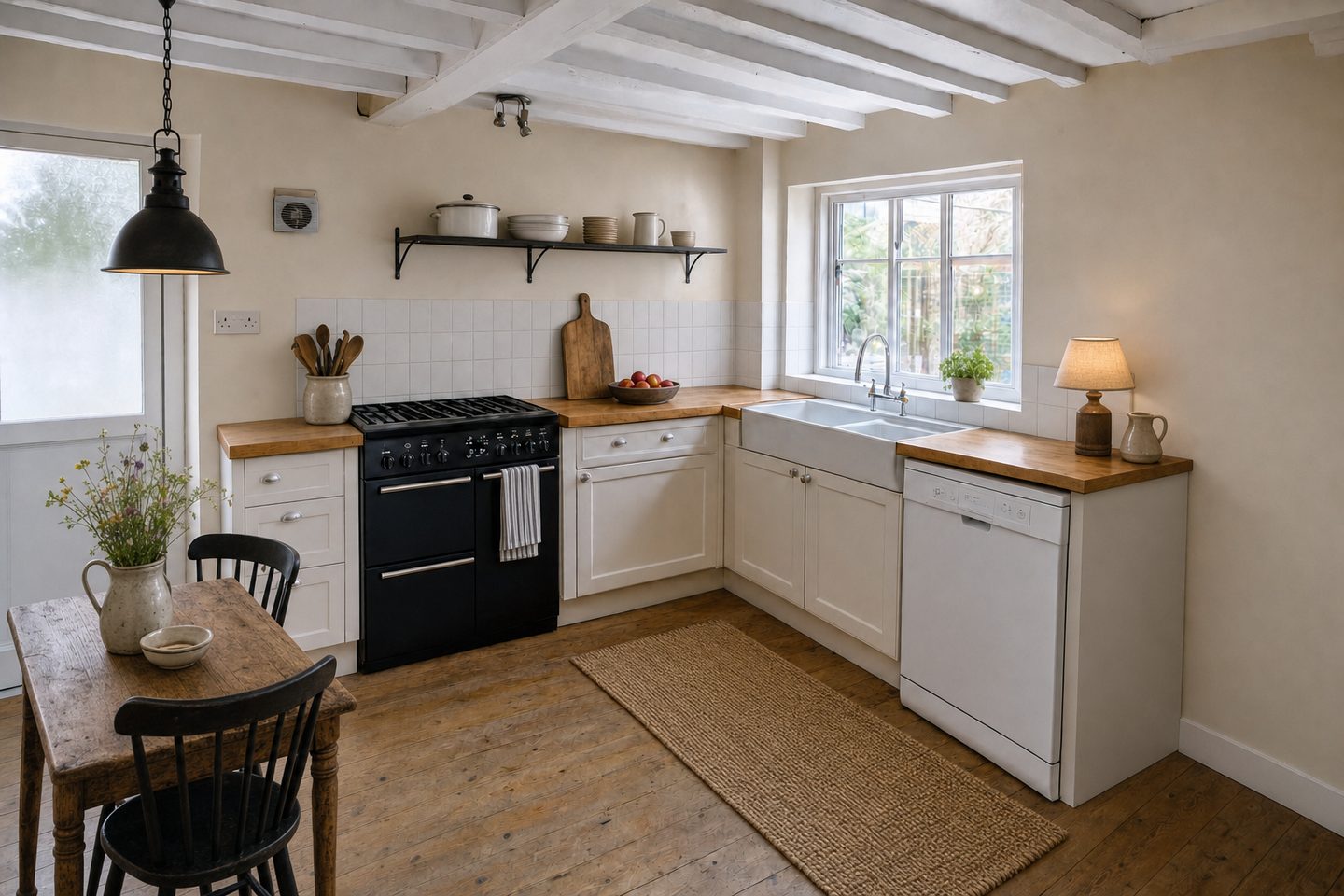Une petite cuisine ancienne avec piano de cuisson — Dans ce style