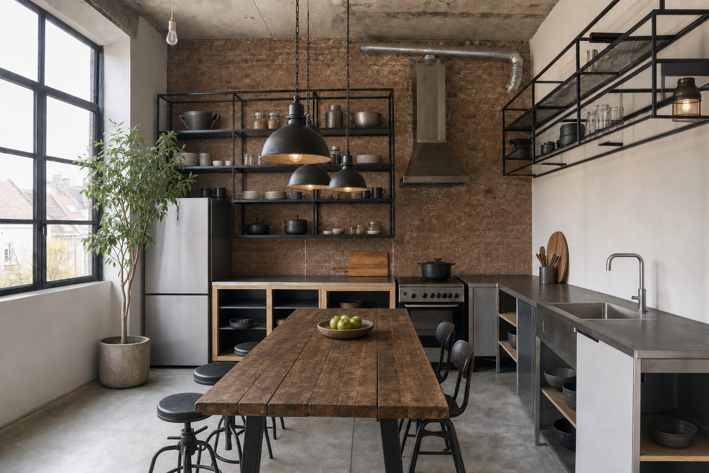 Industrial-Küche und Essplatz — In diesem Stil