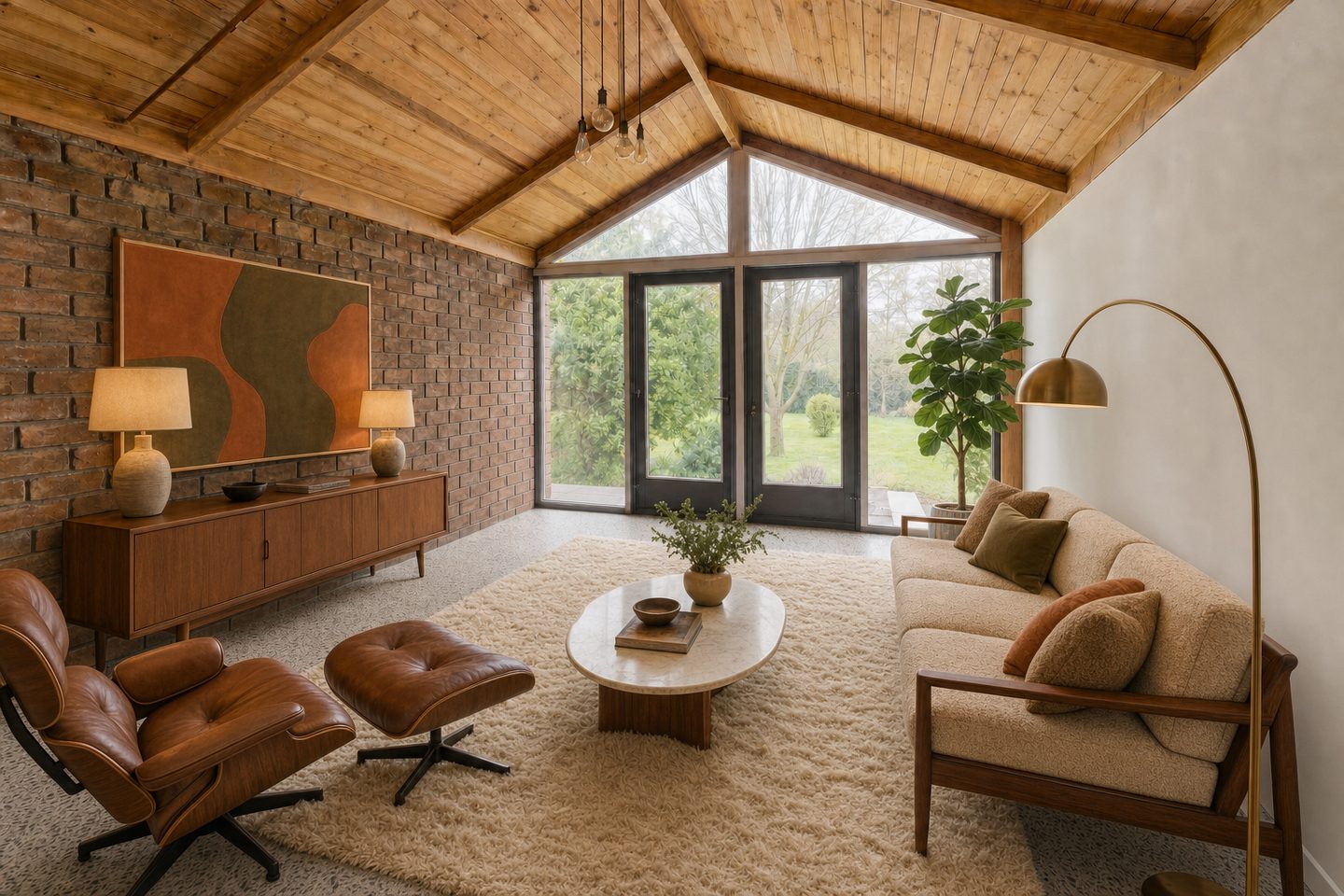 Un bungalow aux parois vitrées et sol en terrazzo — Dans ce style
