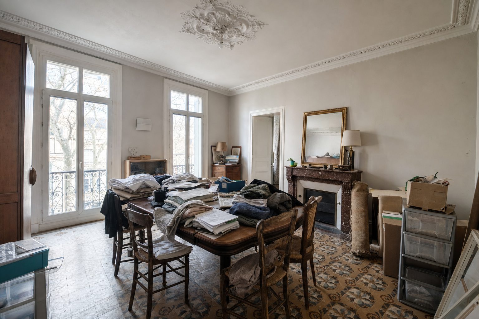 Salle à manger bourgeoise à carreaux de ciment et rosace, près du palais Longchamp — Original