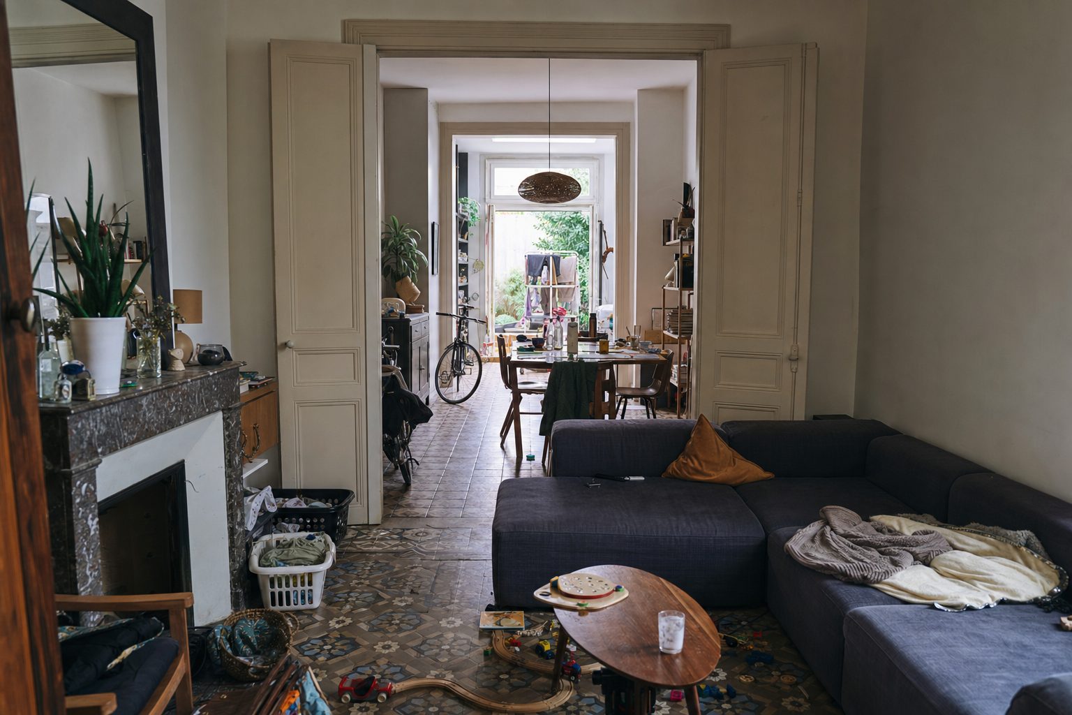 Enfilade d'échoppe ouverte au fond sur un petit jardin clos — Original