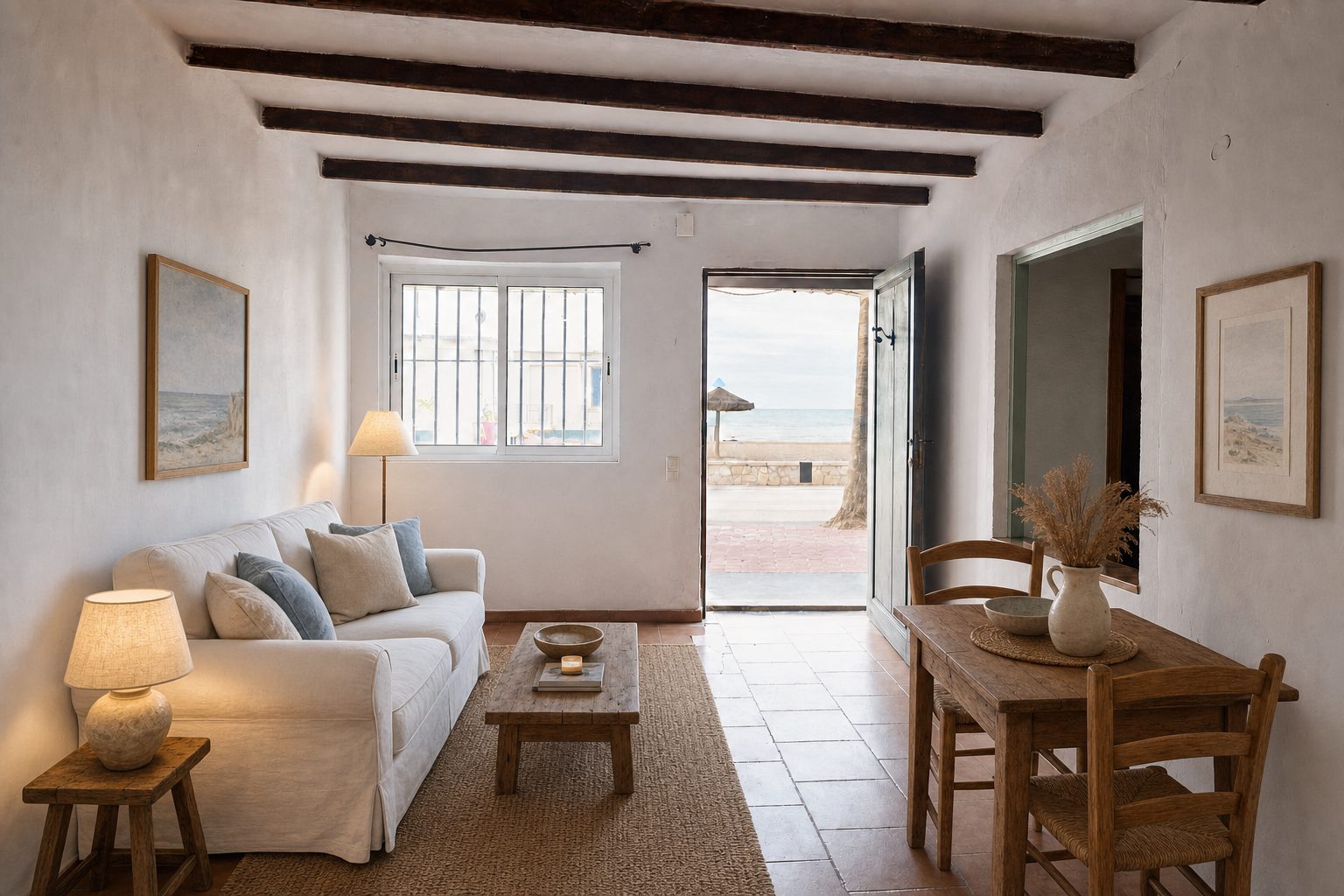 Salón de casa marinera junto al paseo marítimo — Ambientado