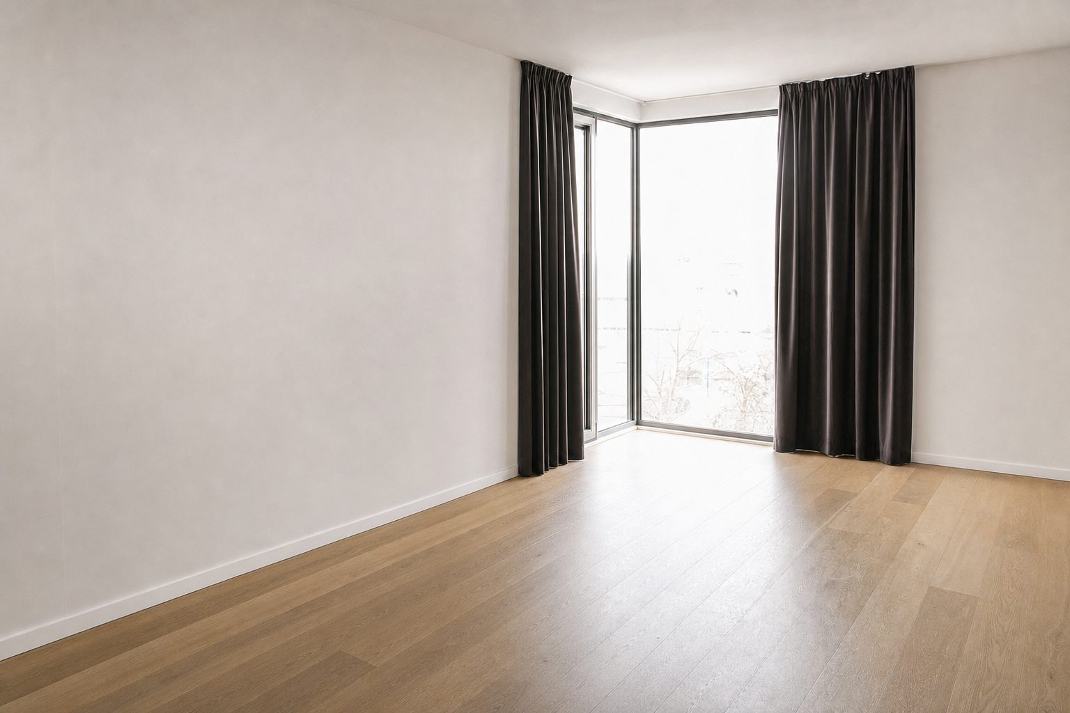 Eine moderne Stadtwohnung mit Eckfenster — Entrümpelt
