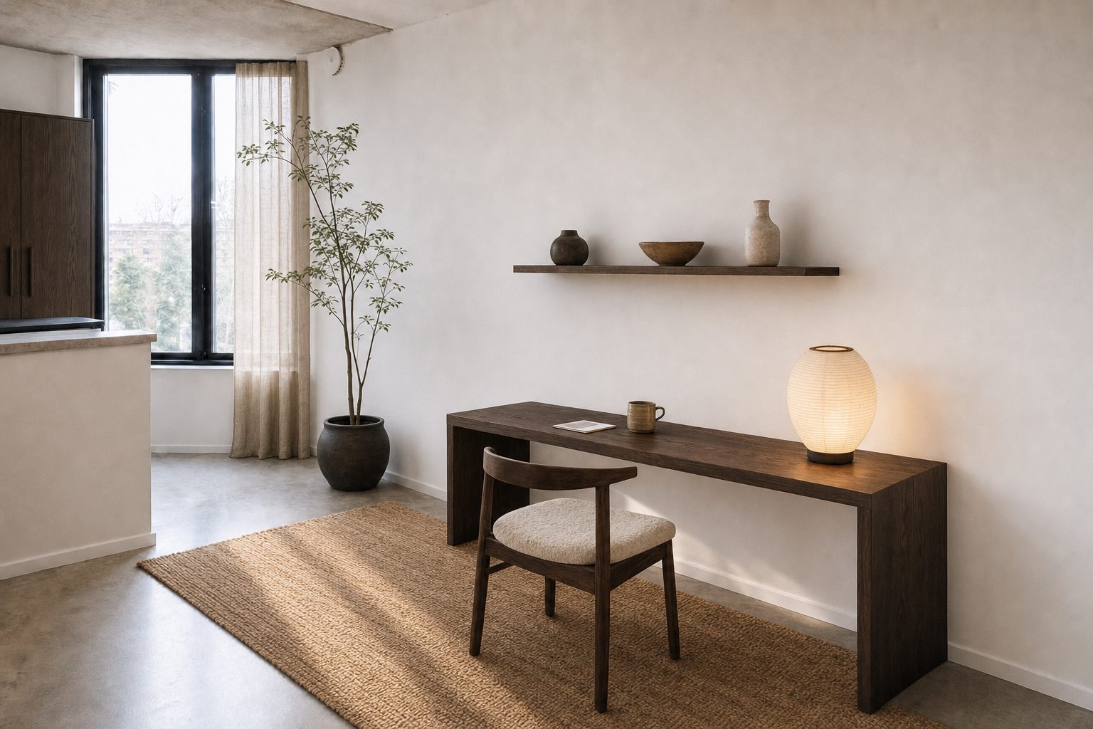 Un coin travail dans un appartement ouvert — Dans ce style