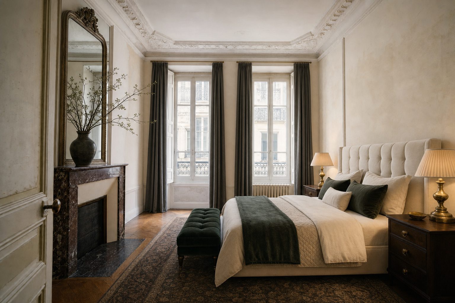 Een klassiek appartement met een marmeren schouw — In deze stijl