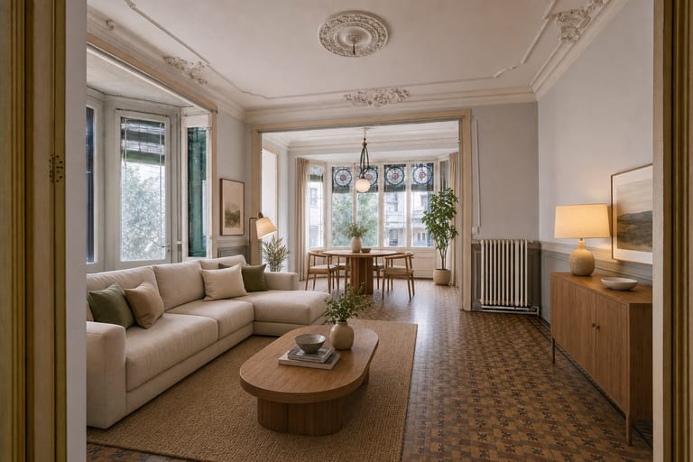 Home staging virtual en Barcelona — Piso modernista, Eixample