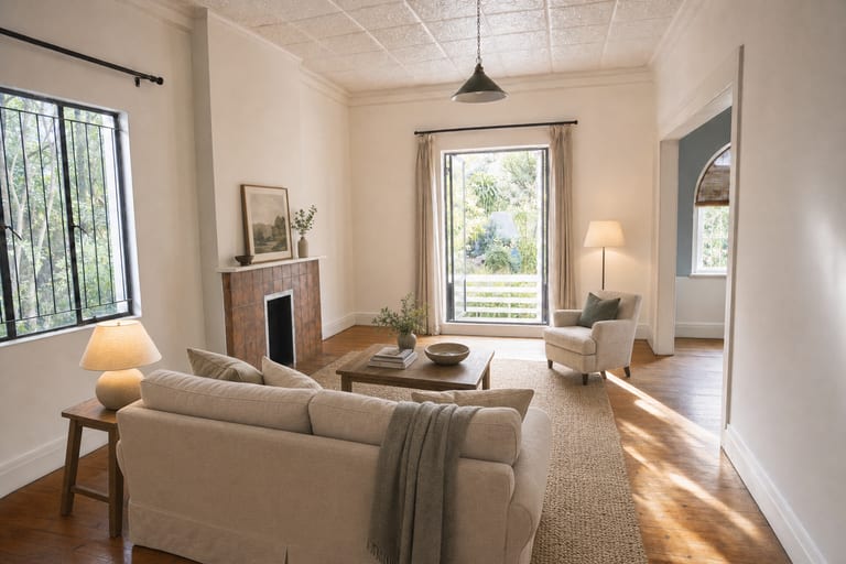 Virtual home staging in Johannesburg — Cottage lounge, Parktown North