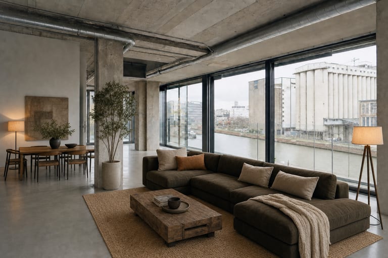 Verkoopstyling in Leuven — Leefruimte brouwerijloft, Vaartkom