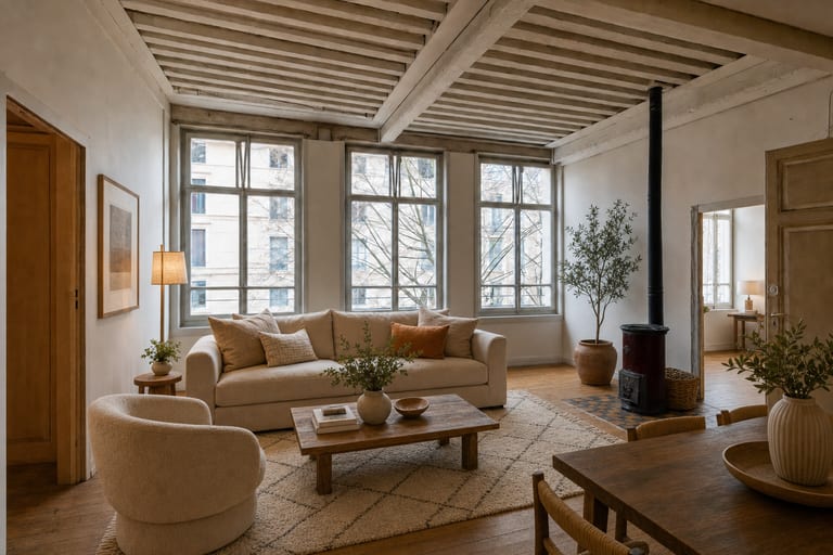 Home staging virtuel à Lyon — Canut sous poutres, Croix-Rousse