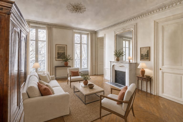 Home staging virtuel à Marseille — Séjour haussmannien, Prado