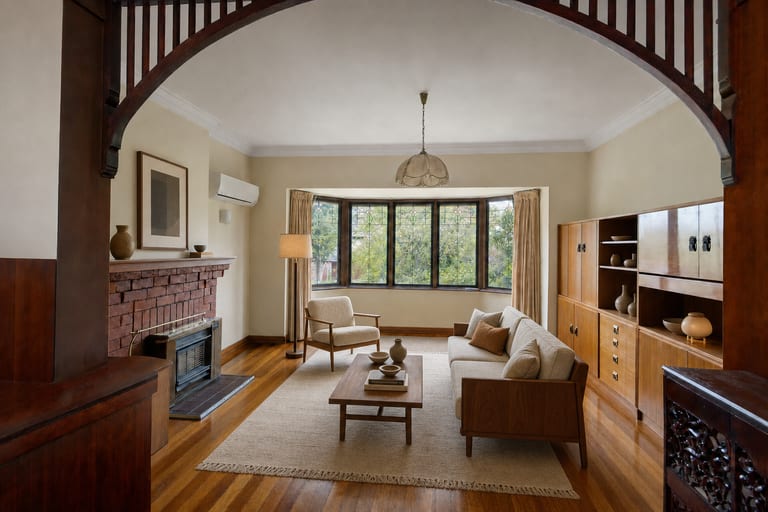Virtual home staging in Melbourne — Californian bungalow lounge room, Camberwell