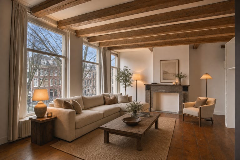 Verkoopstyling in Utrecht — Woonkamer grachtenpand, Oudegracht