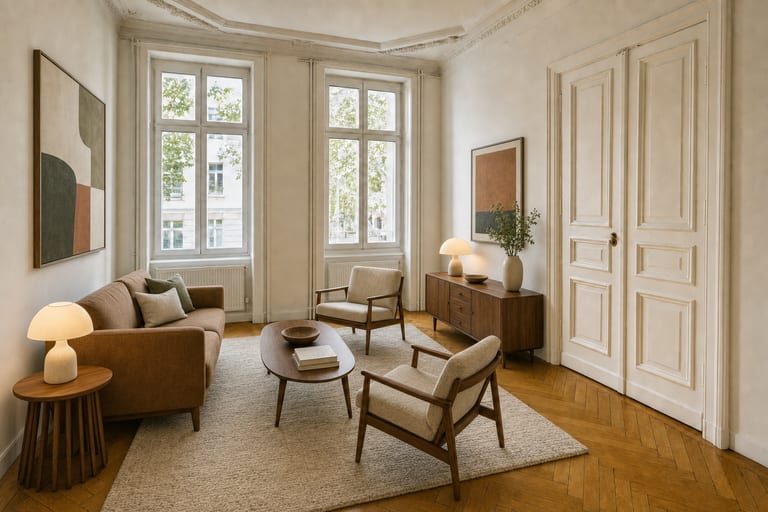 Home Staging in Zürich — Altbau-Wohnzimmer, Kreis 4