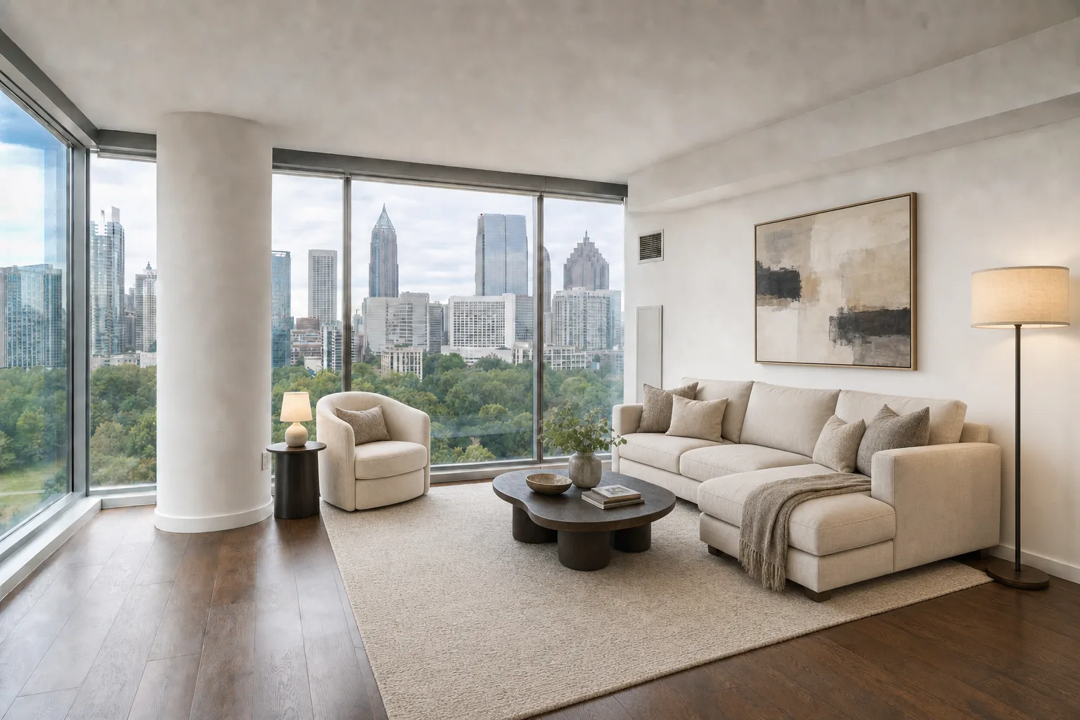 Condo living room, Midtown — Staged