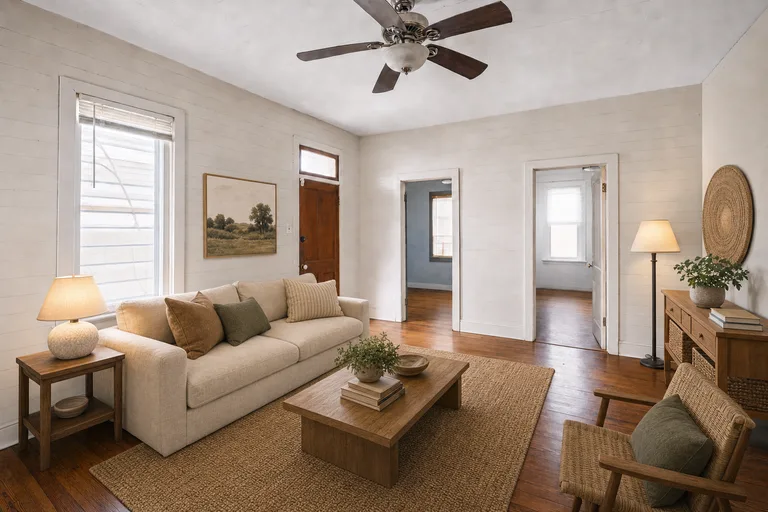 Virtual home staging in Austin — Bungalow living room, East Austin