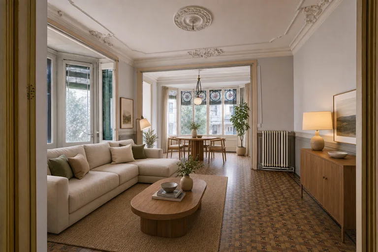 Home staging virtual en Barcelona — Piso modernista, Eixample