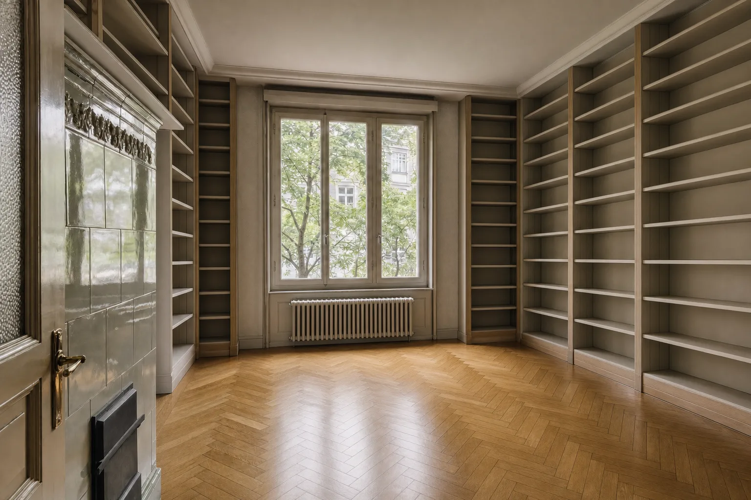 Altbau-Wohnzimmer, Länggasse — Entrümpelt