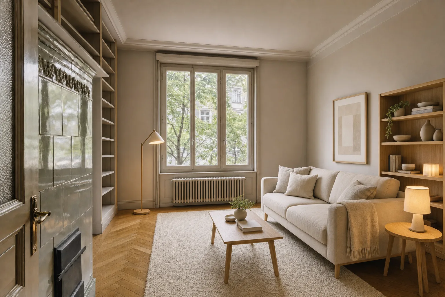 Altbau-Wohnzimmer, Länggasse — Eingerichtet