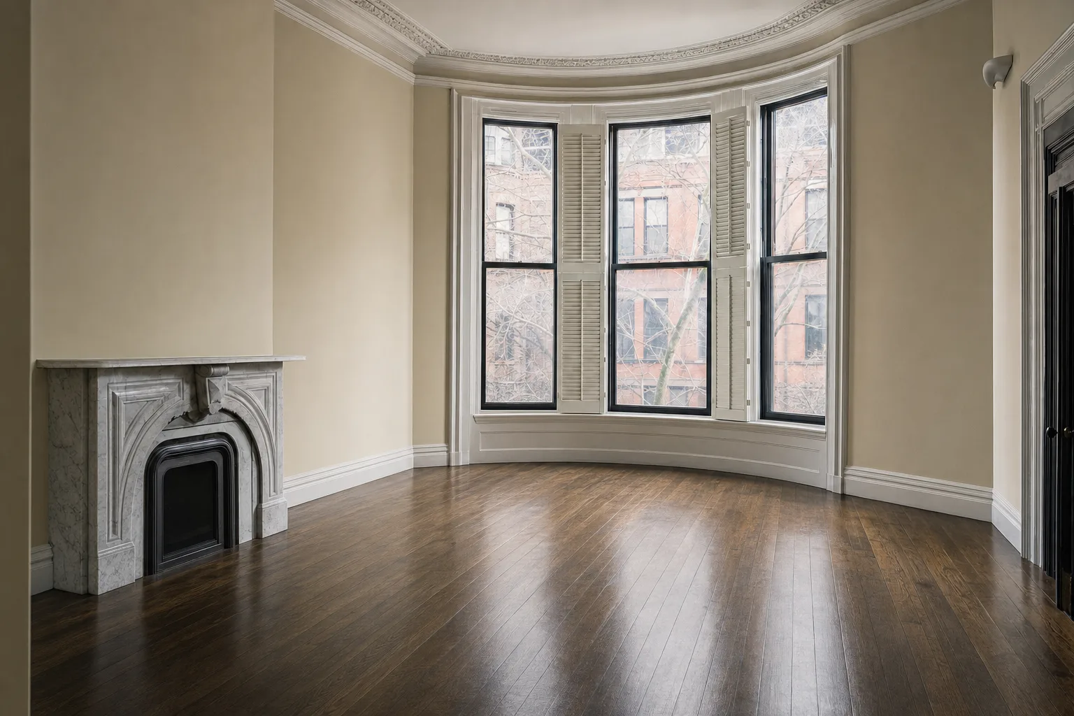 Brownstone parlor, South End — Decluttered