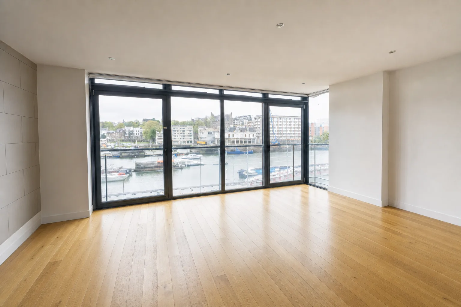 Harbourside flat living room — Decluttered
