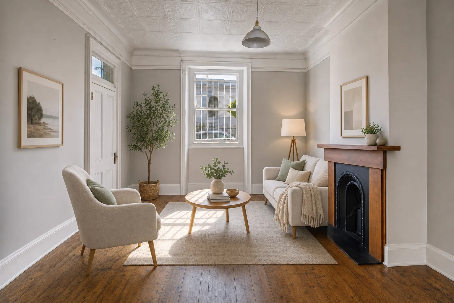 Victorian semi living room, Woodstock — Staged