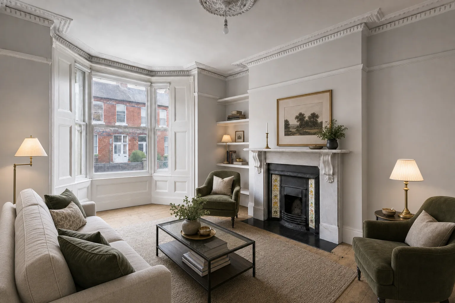 Victorian redbrick reception room, Ranelagh — Staged