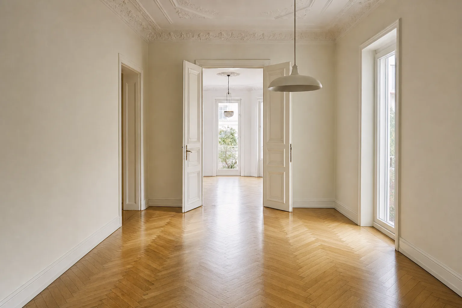 Altbau-Esszimmer, Nordend — Entrümpelt
