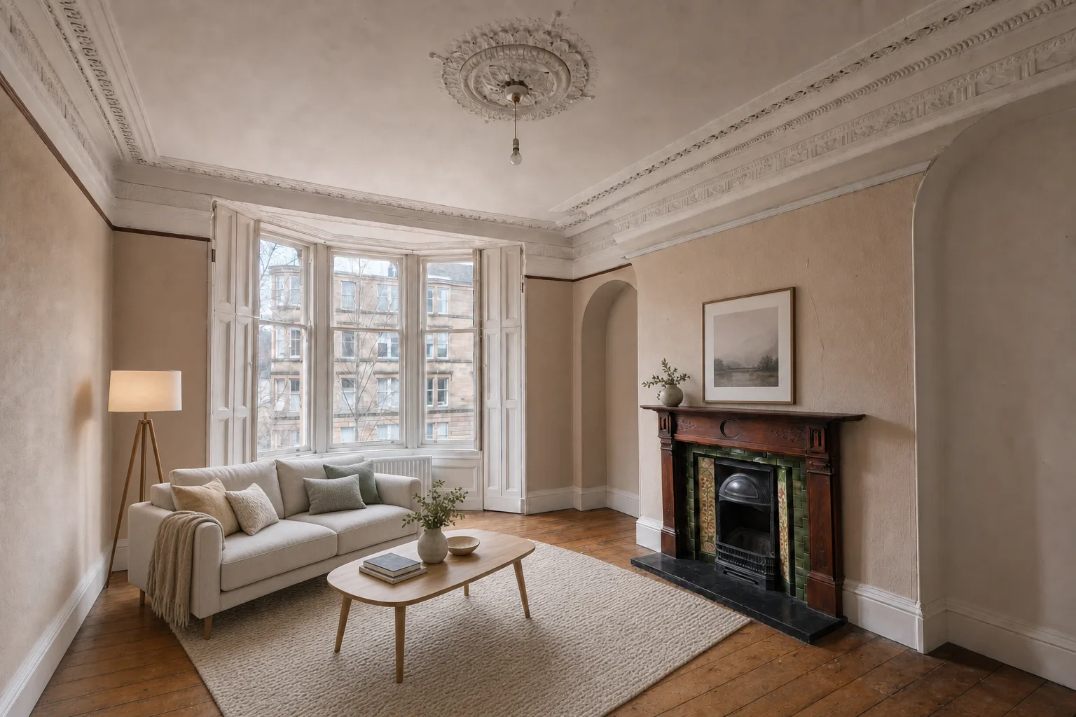 Tenement front room, Hyndland — Staged