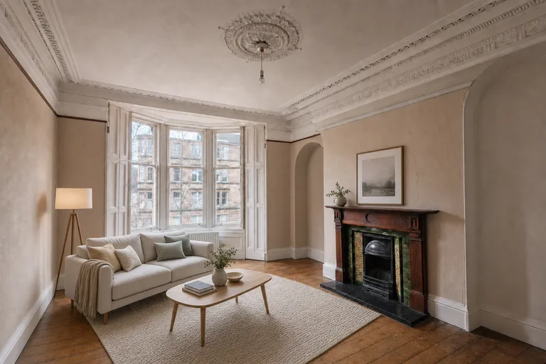 Virtual home staging in Glasgow — Tenement front room, Hyndland