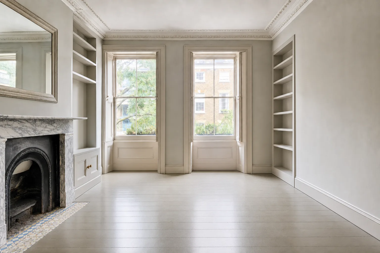 Georgian first-floor drawing room, Barnsbury — Decluttered