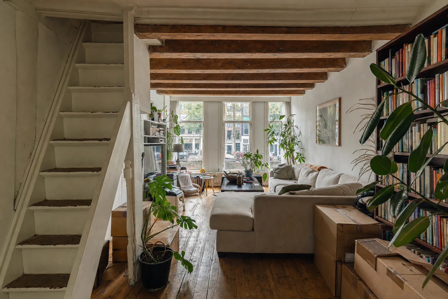 Woonkamer in een smal grachtenpandje, Bloemgracht — Origineel