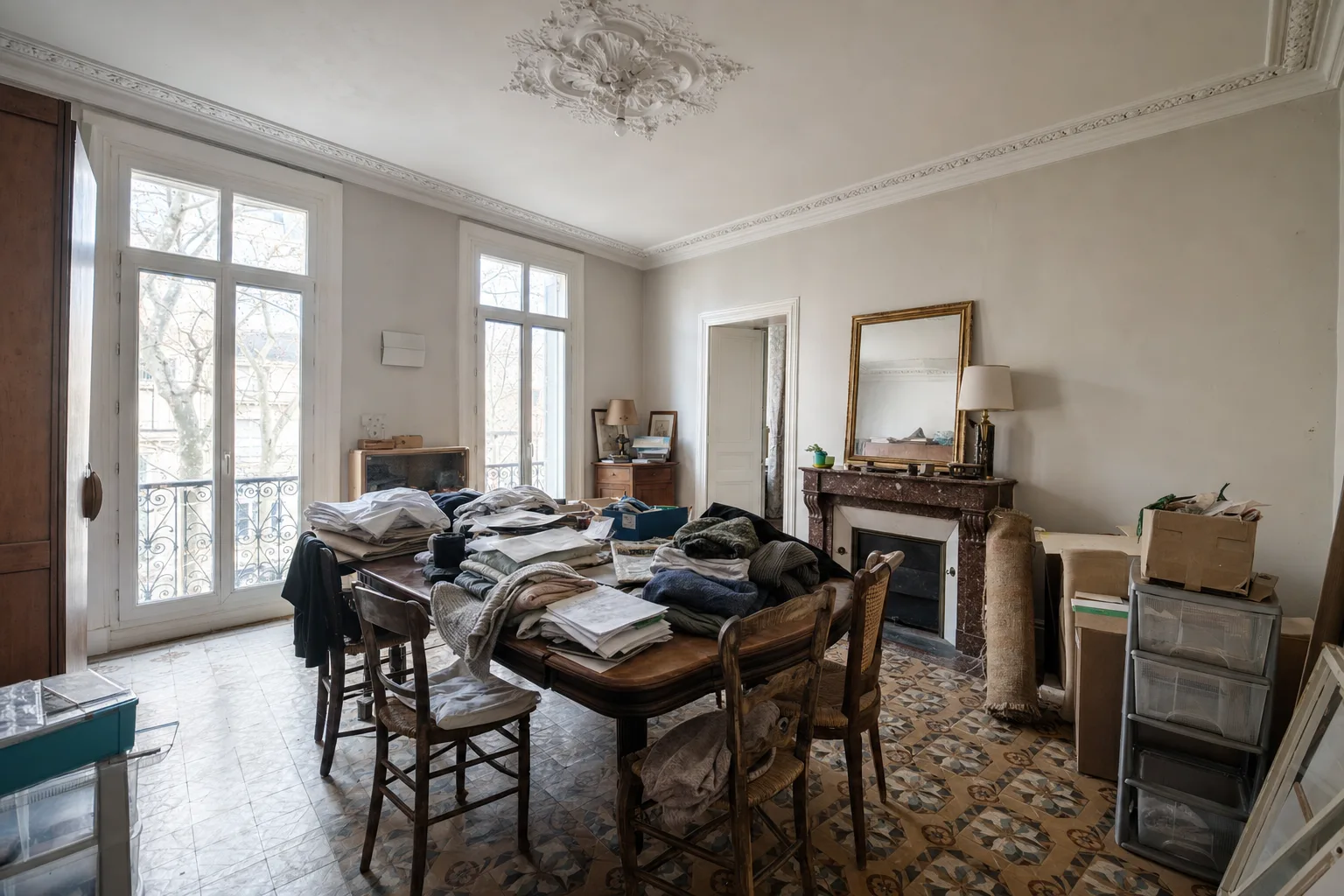Salle à manger bourgeoise à carreaux de ciment et rosace, près du palais Longchamp — Original