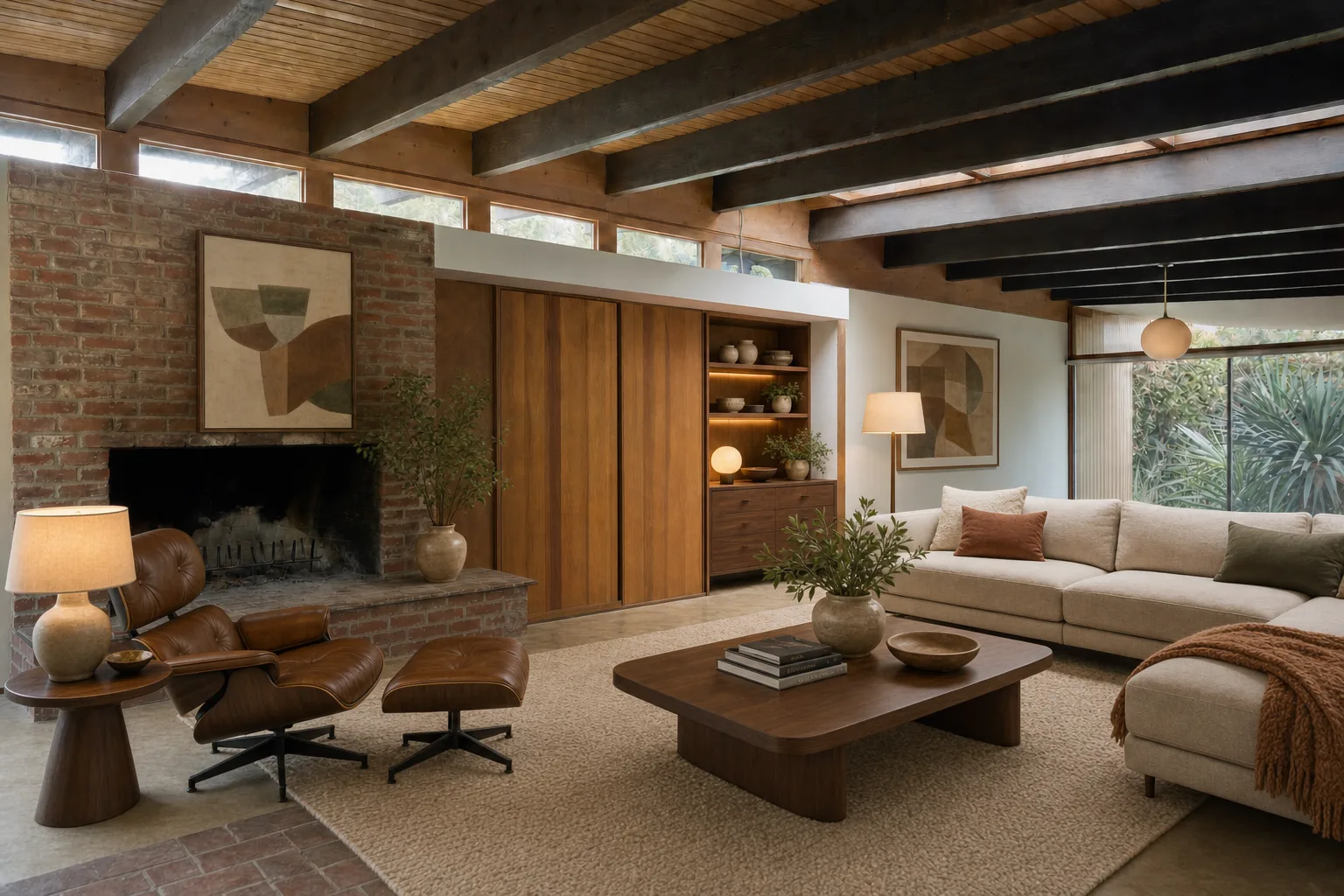 Mid-century living room, Silver Lake — Staged