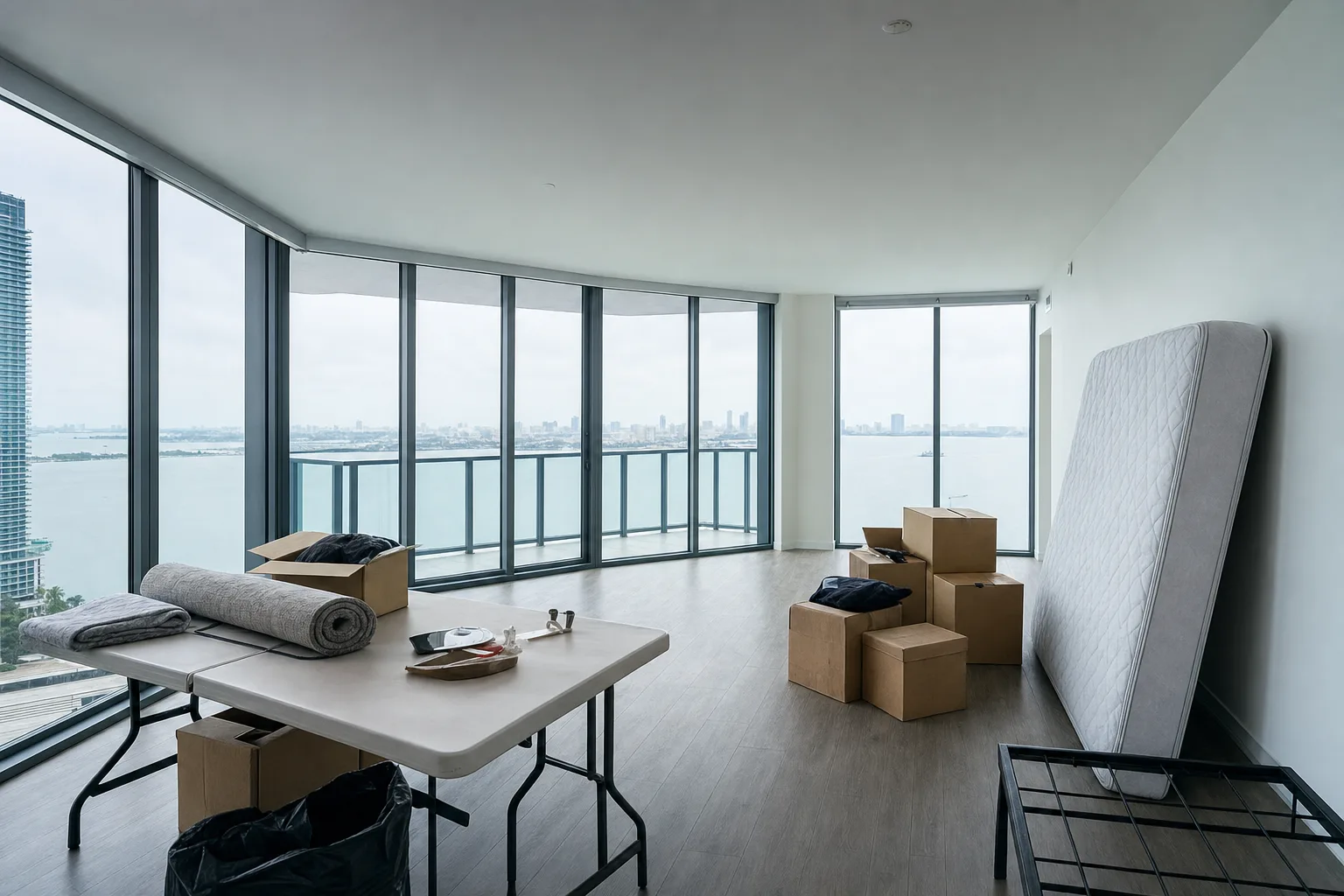 Waterfront condo living room, Brickell — Original