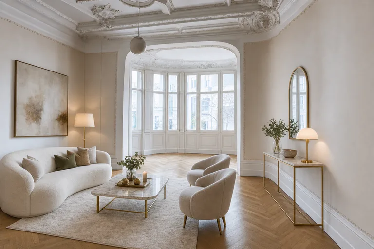 Home Staging in München — Jugendstil-Wohnzimmer, Schwabing