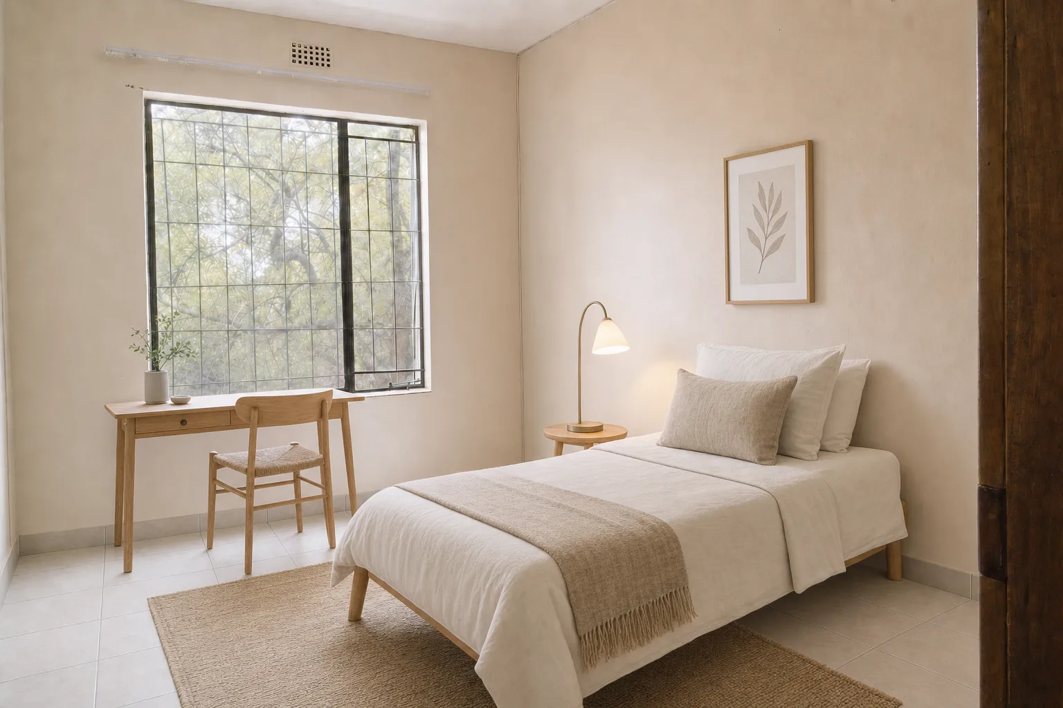 Student flat bedroom, Hatfield — Staged