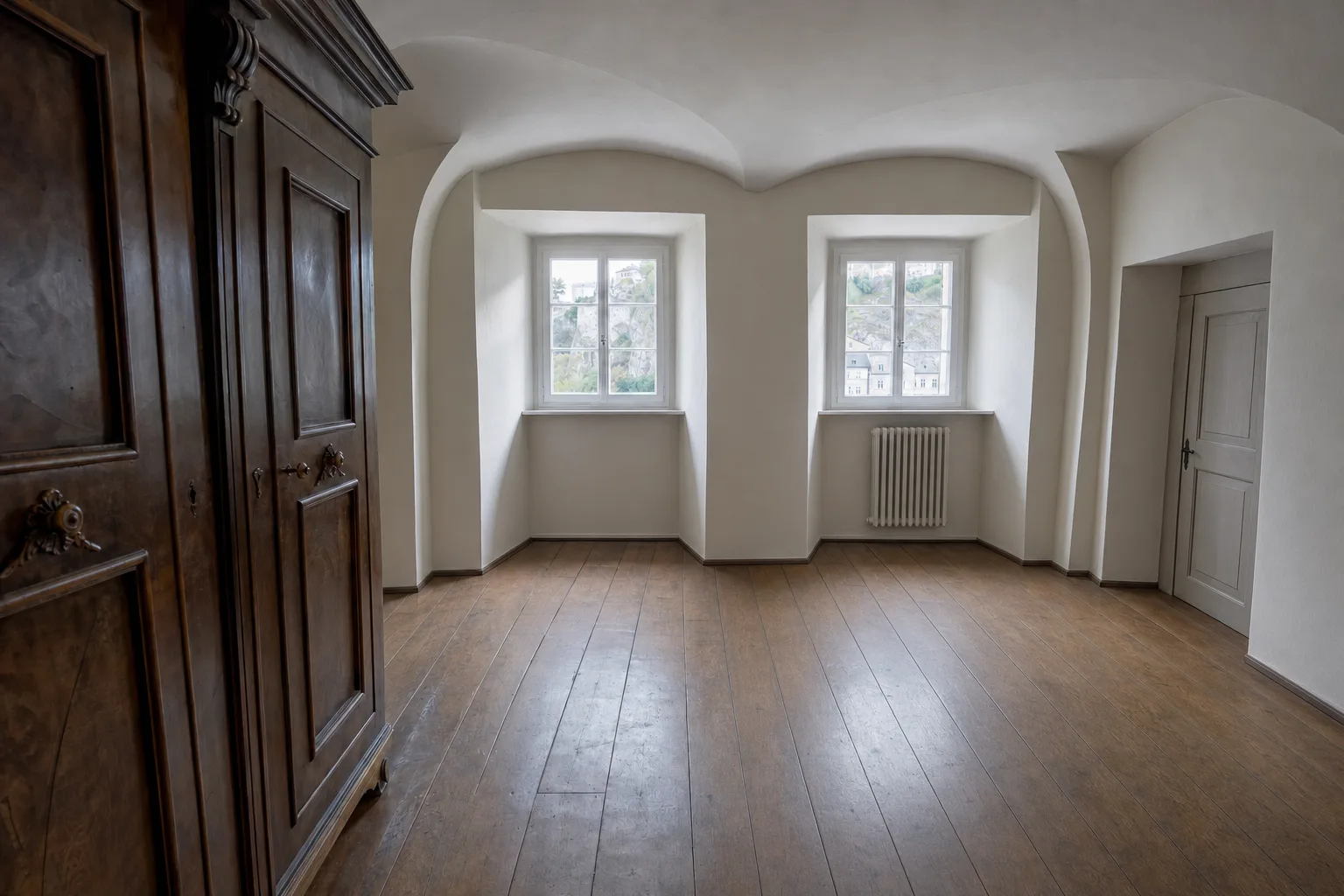 Wohnzimmer im Altstadthaus, Salzburger Altstadt — Entrümpelt