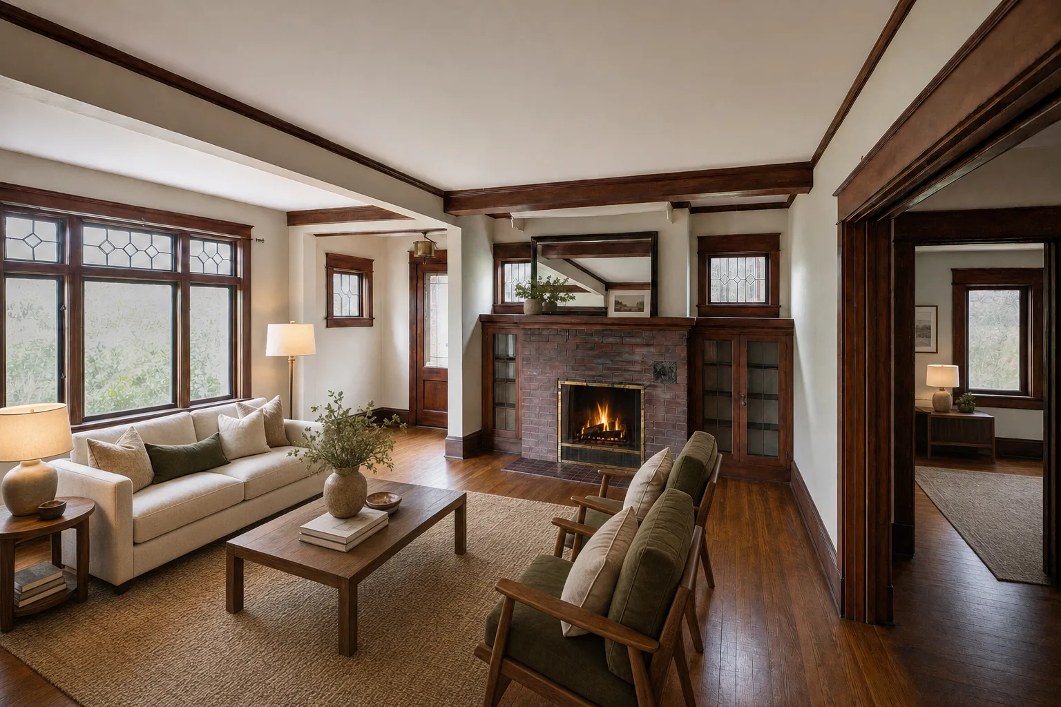 Craftsman living room, Wallingford — Staged