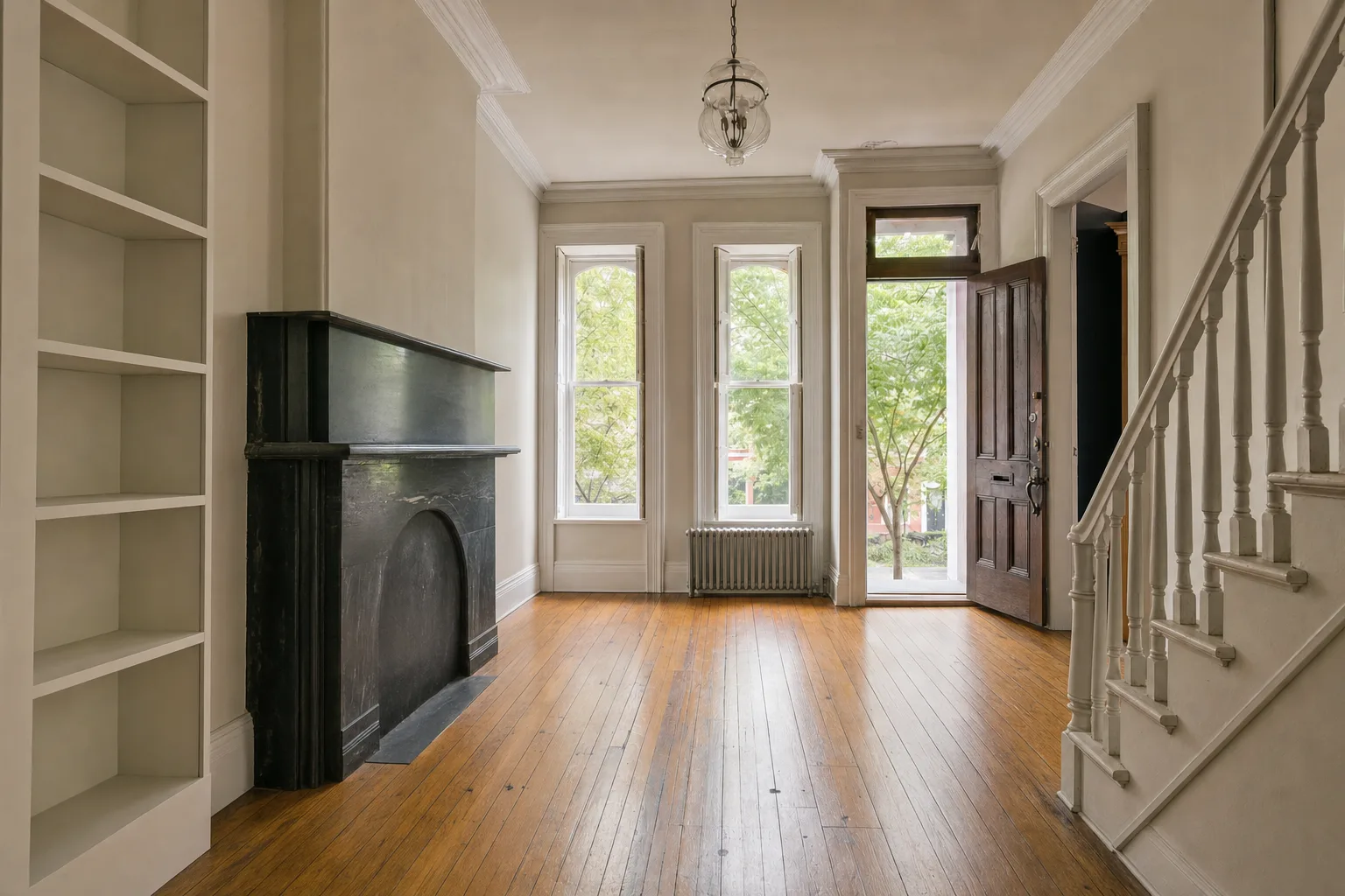 Victorian rowhouse parlor, Capitol Hill — Decluttered