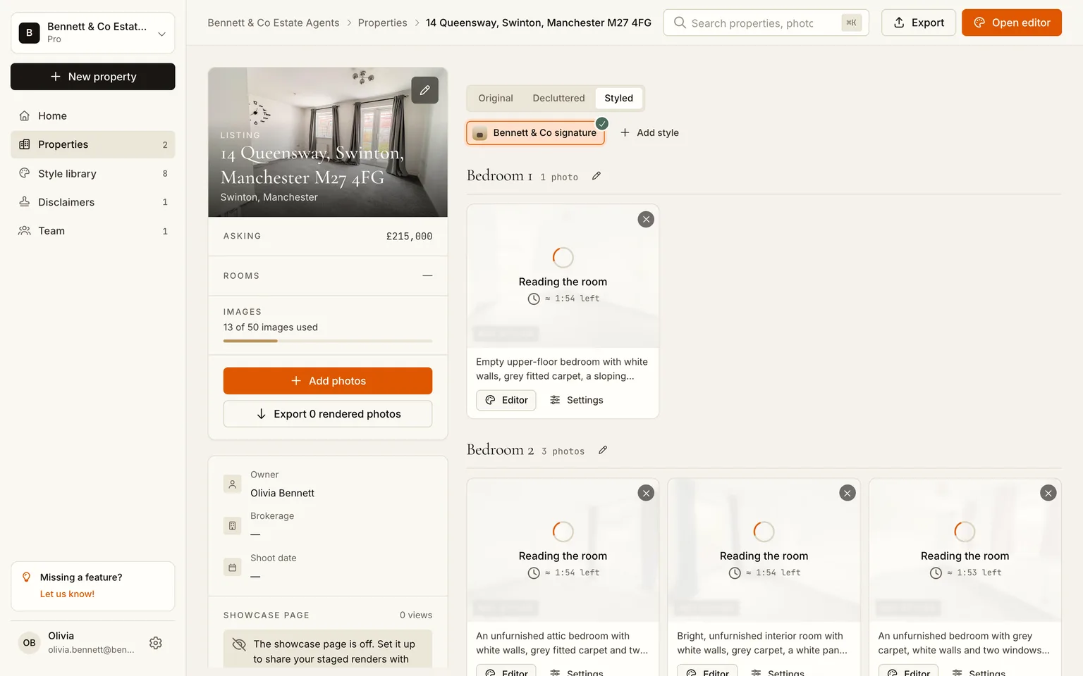 The Styled tab with thirteen cards rendering at once