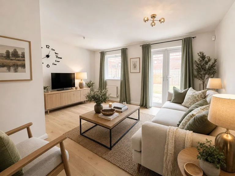 Living room as shot and staged — After