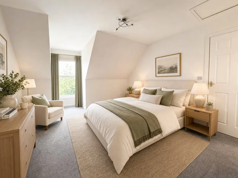 Bedroom before and after staging — After