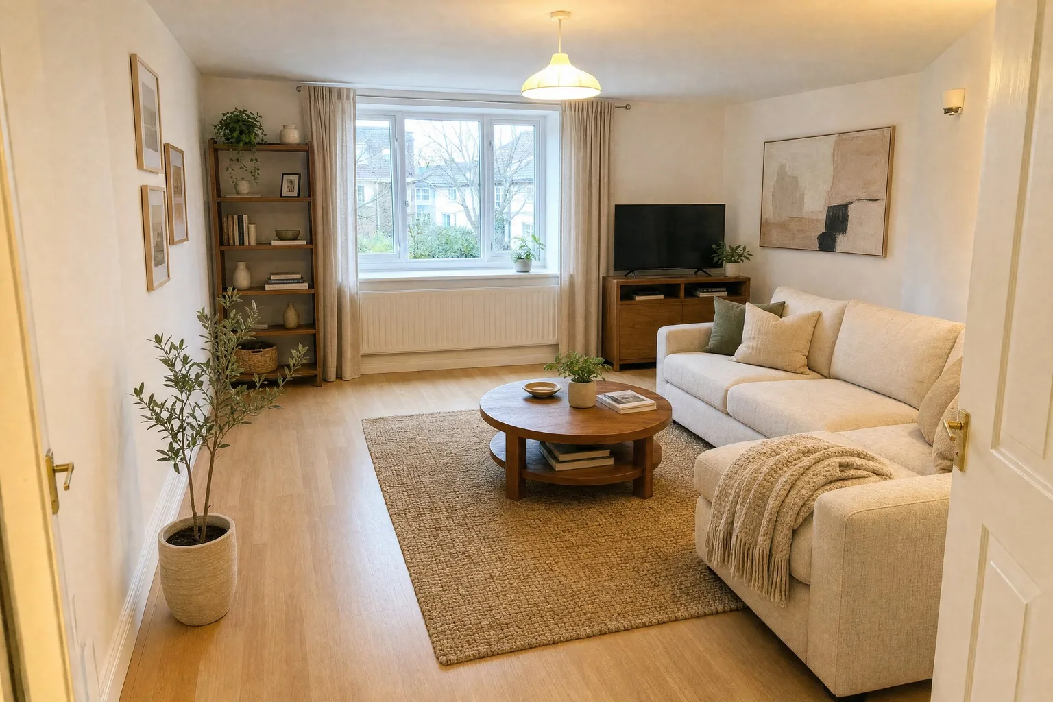 Wohnzimmer vor und nach dem Freestyle-Rendering — Nachher