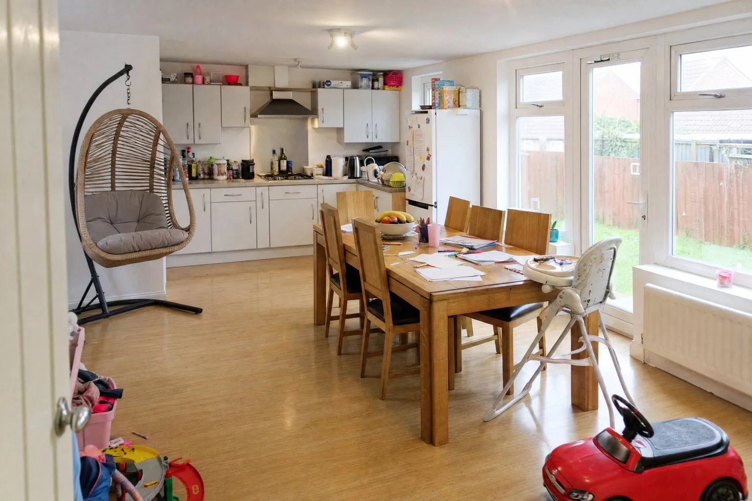 Kitchen before and after decluttering with instructions — Before