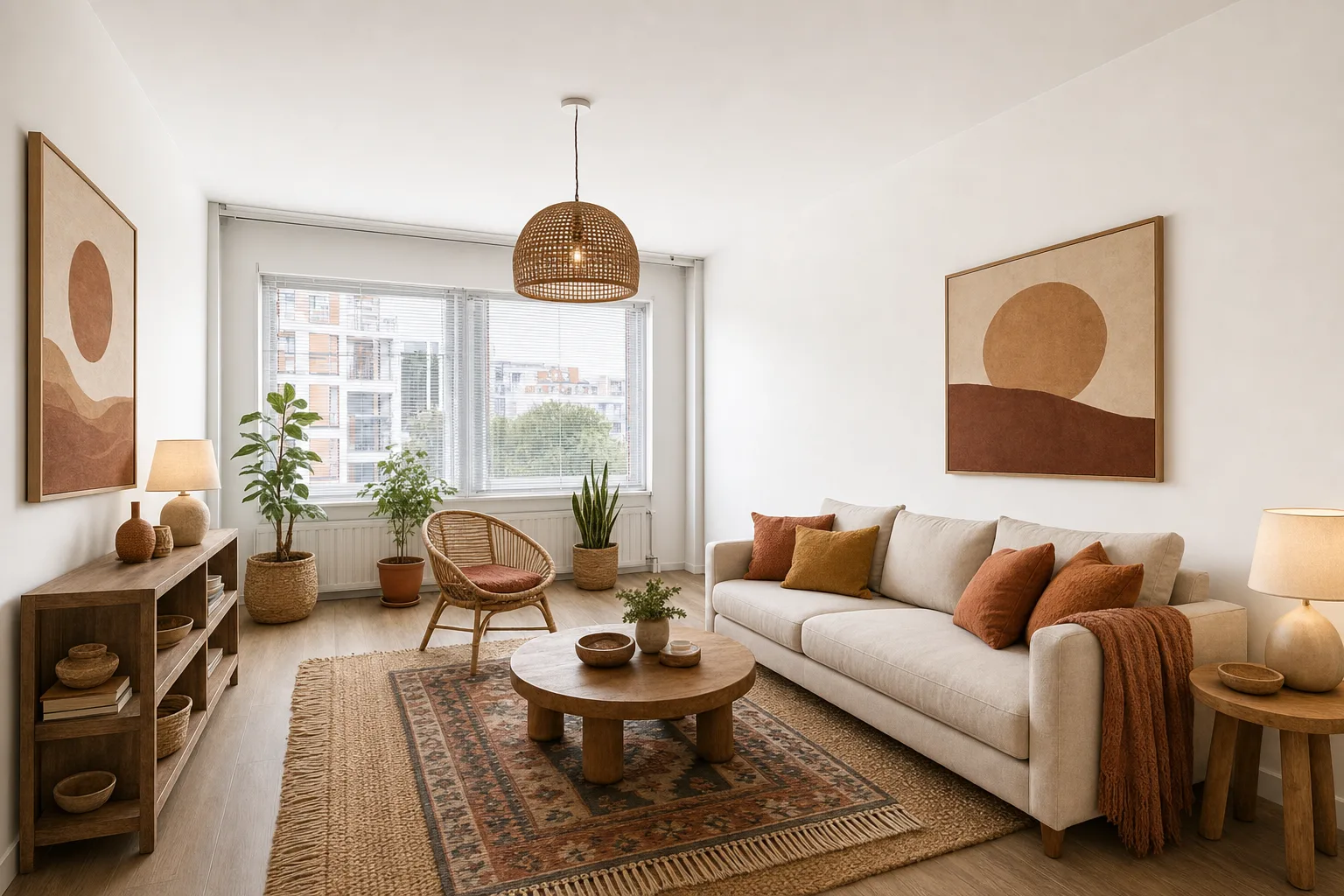 Eine kleine moderne Wohnung mit niedriger Decke — In diesem Stil