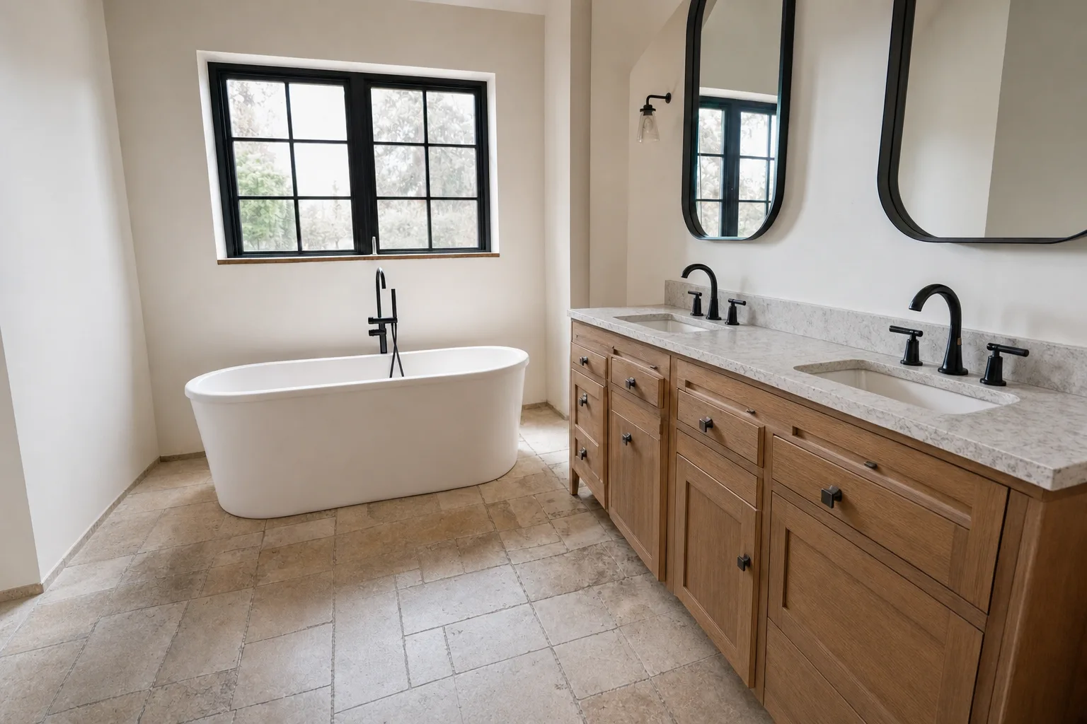 The modern farmhouse bathroom — Decluttered