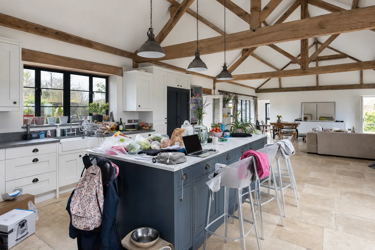 A barn-style open plan with a big island — Original