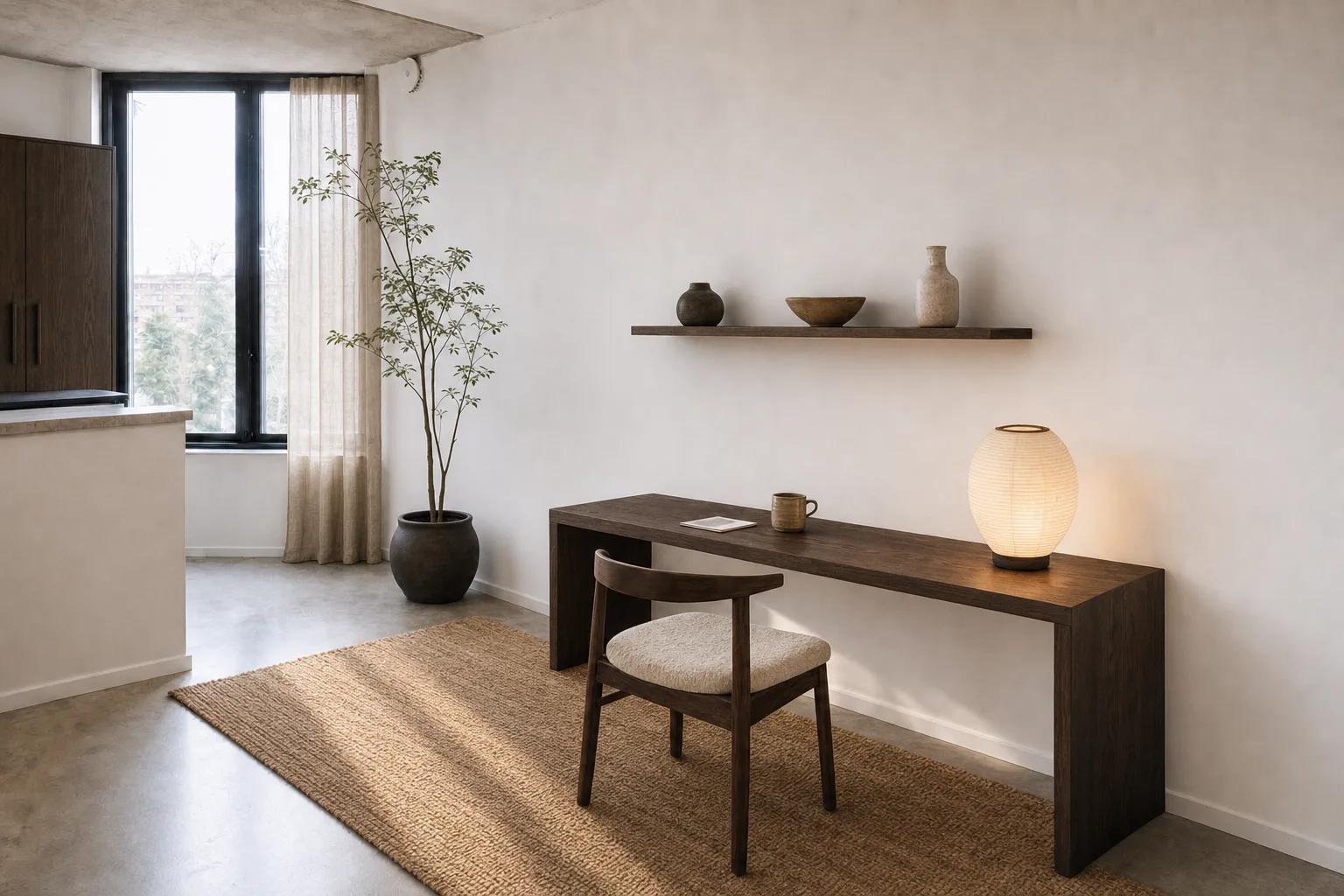 A work corner in an open-plan apartment — In this style